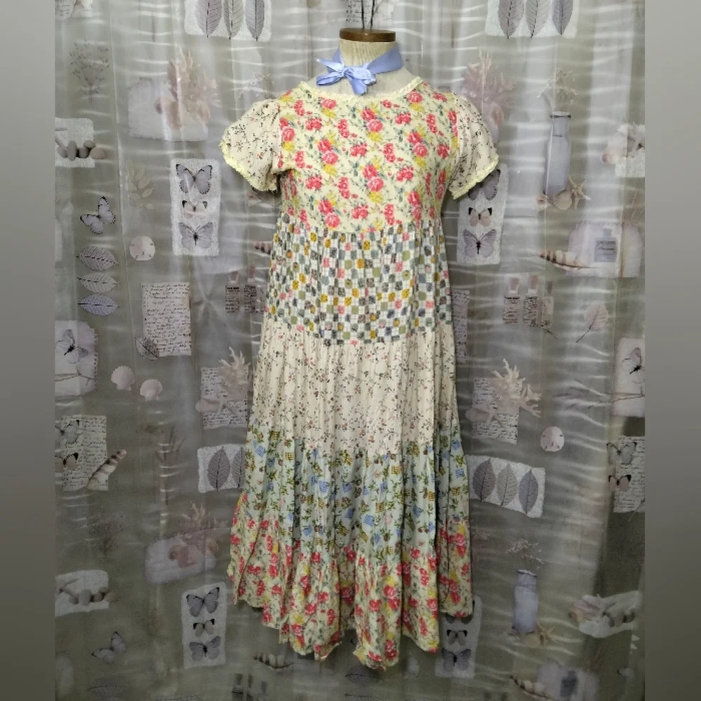 Malley Too Dallas Vintage Tiered Boho Prairie Cottagecore Maxi Dress Size 16